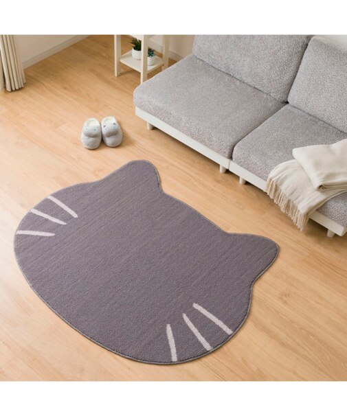 猫型ラグ デコネコ ブラック(gST6)