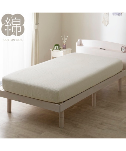 マルチすっぽりシーツ シングル(コットンサッカー S26 ホワイト)