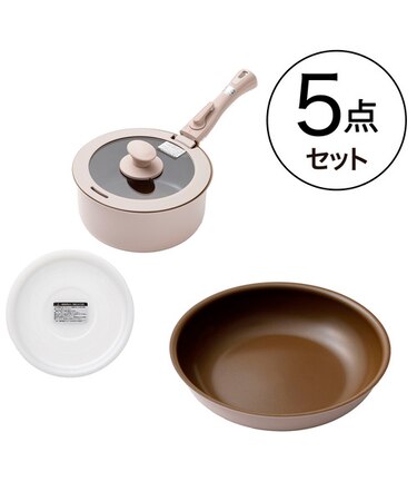 【取っ手がとれる】IH・ガス火 スピンコート フライパン・鍋 5点セット(MO FS005) つるつるコーティング