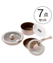 【取っ手がとれる】IH・ガス火 スピンコートフライパン・鍋 7点セット( MO FS005) つるつるコーティング