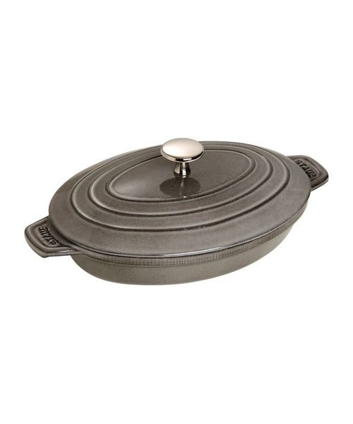 直営店限定】STAUB オーバルホットプレート 23㎝ シトロン ブラスノブ