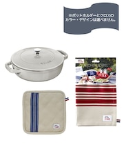 期間限定　ストウブ　ギフトセット　ブレイザー・ソテーパン26cmライトグレー＆ポットホルダー＆キッチンクロス