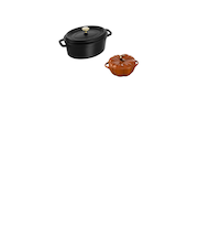 期間限定　STAUB ハロウィンセット　ココットオーバル２３ｃｍ ブラック＆セラミックパンプキンココットＳ