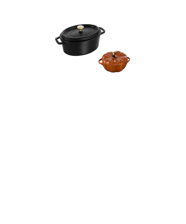 期間限定　STAUB ハロウィンセット　ココットオーバル２３ｃｍ ブラック＆セラミックパンプキンココットＳ