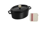 期間限定　STAUB ココットオーバル 23cm ブラック＋ポットホルダー
