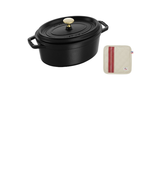 期間限定　STAUB ココットオーバル 23cm ブラック＋ポットホルダー