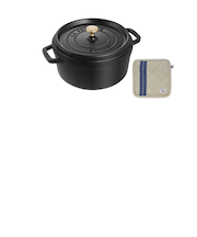 期間限定　STAUB ココットラウンド 22cm ブラック＋ポットホルダー