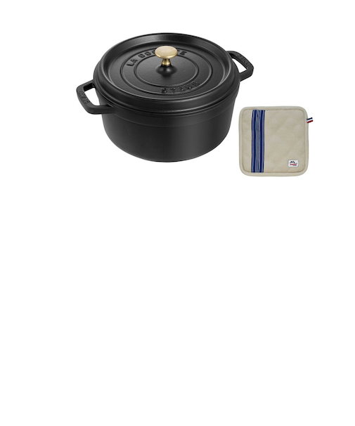 期間限定　STAUB ココットラウンド 22cm ブラック＋ポットホルダー
