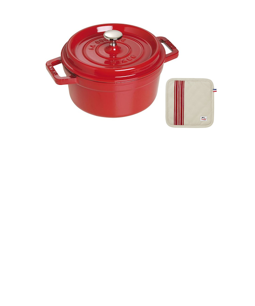 期間限定 STAUB ココットラウンド 22cm チェリー＋ポットホルダー