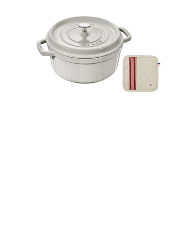 期間限定　STAUB ココットラウンド 22cm カンパーニュ＋ポットホルダー