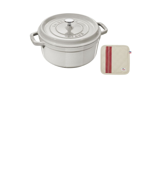 期間限定　STAUB ココットラウンド 22cm カンパーニュ＋ポットホルダー