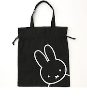 ミッフィー miffy 巾着トートバッグ(ブラック)