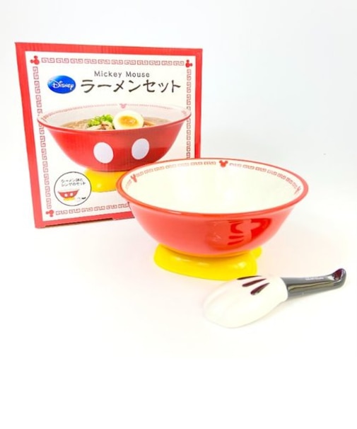 ディズニー ミッキーマウス ラーメンセット 鉢 食器 Disney レッド グッズ 