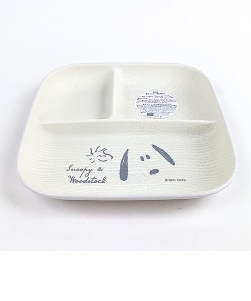 スヌーピー ウッドストック スクエアワンプレート フェイス柄 L SNOOPY キッチンプレート 皿  ホワイト L 日本製 (MCOR)