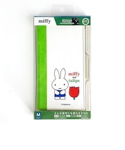 ミッフィー  汎用手帳型ケース FLEX miffy チューリップグリーン FLEX FLEXケース 手帳型 スマホケース 回転パーツ 多機種対応