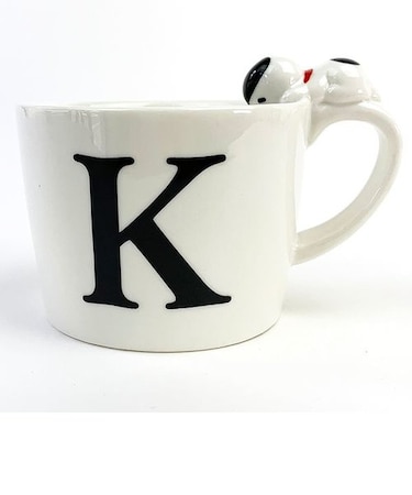 スヌーピー フィギュア付イニシャルマグ Ｋ スヌーピー フィギュア付マグ マグカップ イニシャル カップ マグ 白 グッズ 
