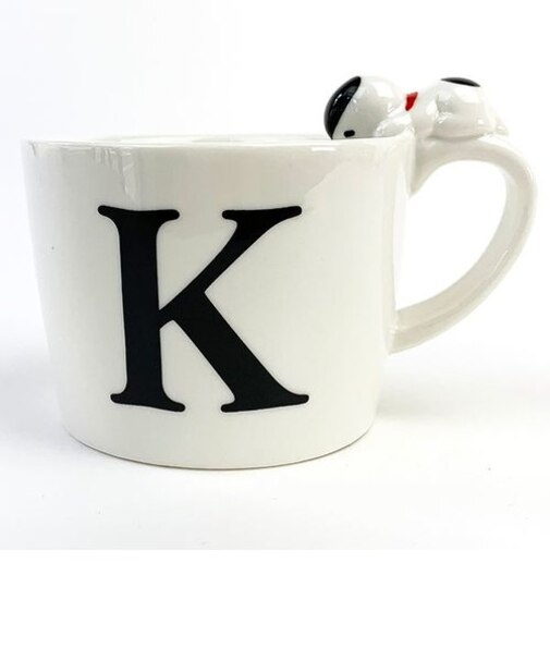 スヌーピー フィギュア付イニシャルマグ Ｋ スヌーピー フィギュア付マグ マグカップ イニシャル カップ マグ 白 グッズ 