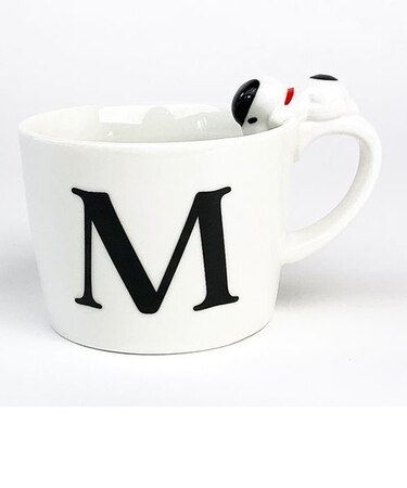 スヌーピー フィギュア付イニシャルマグ Ｍ スヌーピー フィギュア付マグ マグカップ イニシャル カップ マグ 白 グッズ 