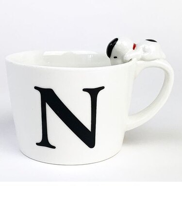 スヌーピー フィギュア付イニシャルマグ Ｎ スヌーピー フィギュア付マグ マグカップ イニシャル カップ マグ 白 グッズ 