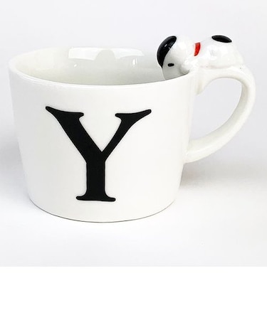 スヌーピー フィギュア付イニシャルマグ Ｙ スヌーピー フィギュア付マグ マグカップ イニシャル カップ マグ 白 グッズ 