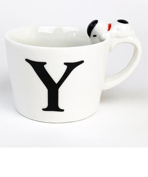 スヌーピー フィギュア付イニシャルマグ Ｙ スヌーピー フィギュア付マグ マグカップ イニシャル カップ マグ 白 グッズ 