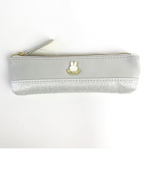 ミッフィー miffy 細ペンケース WH お花チャーム ミッフィー 筆箱 ペンポーチ 文房具 ケース グッズ  ホワイト  (MCOR)