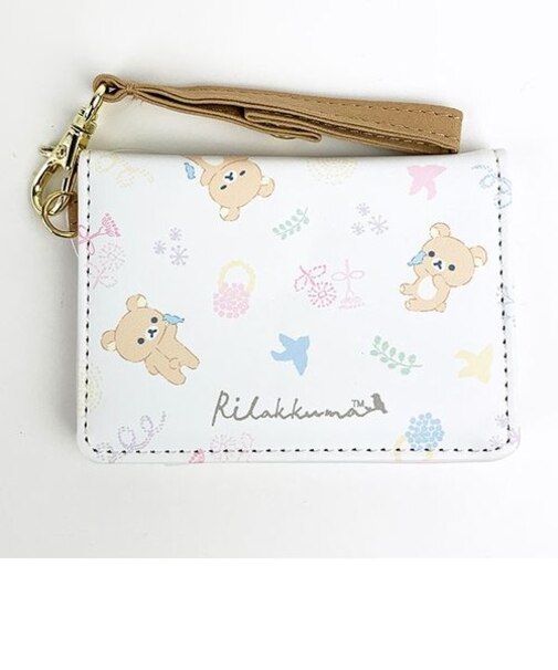 SAN-X リラックマ 2つ折りパスケース Happy Blue Bird リラックマ パスケース 定期入れ ホワイト  (MCOR)