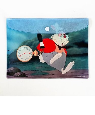 アリスインワンダーランド 白うさぎ ビニールフラットポーチ クリアケース コスメ  筆箱 シンプル マルチケース 小物入れ 収納 