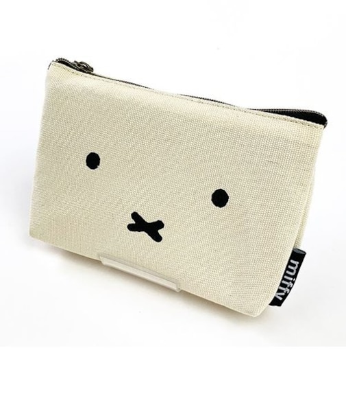 ミッフィー ３ポケットキャンバスポーチ WH おかお ポーチ 化粧入れ ペンポーチ 小物入れ 白 グッズ  (MCOR)
