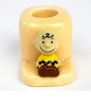 スヌーピー チャーリー・ブラウン  Ｓ チャーリー・ブラウン フィギュア付き 歯ブラシスタンド  歯ブラシ立て オレンジ