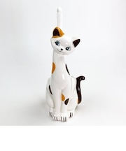 トイレブラシ立て 三毛猫 ネコ インテリア トイレ 掃除用品 茶色