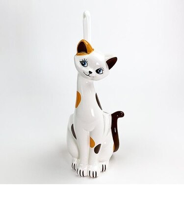 トイレブラシ立て 三毛猫 ネコ インテリア トイレ 掃除用品 茶色