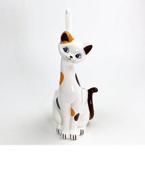 トイレブラシ立て 三毛猫 ネコ インテリア トイレ 掃除用品 茶色