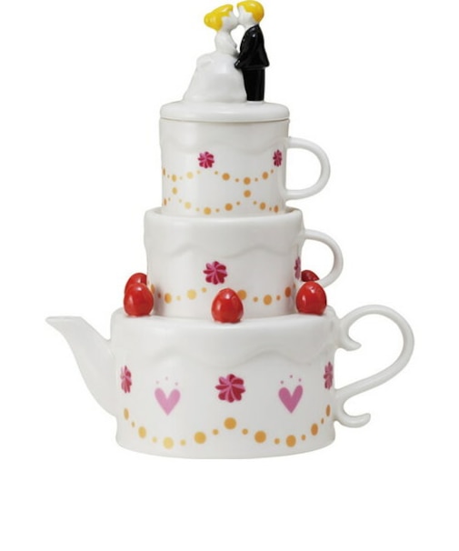 ハッピーウエディング ティーフォーツー （2人用ティーセット/ポット・カップ・茶こし） おもしろ食器 キッチン用品