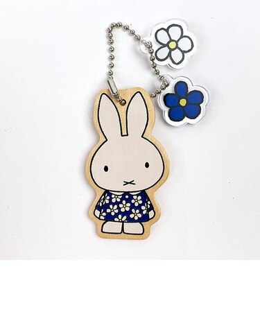ミッフィー アクリル＆ウッドチャーム お花 青 キーホルダー チャーム 日本製
