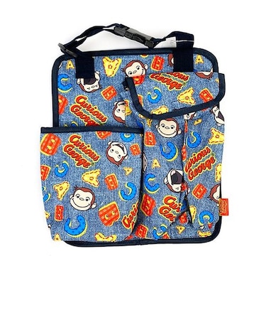 おさるのジョージ バックシートポケット カー用品 カーグッズ ティッシュケース ドリンクホルダー ブルー