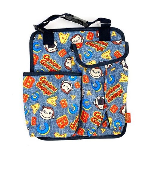 おさるのジョージ バックシートポケット カー用品 カーグッズ ティッシュケース ドリンクホルダー ブルー