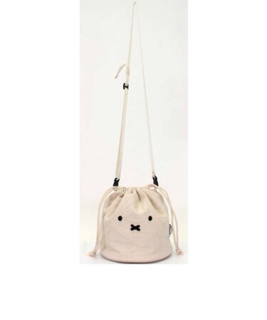 ミッフィー miffy 巾着ショルダーバッグ　フェイスナチュラル バッグ ナチュラル
