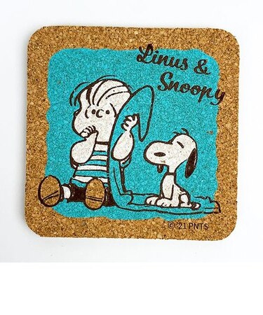 スヌーピー コルクコースター ライナス 水色 キッチン ランチ ティー インテリア