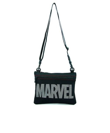 マーベル MARVEL  ブラック/ロゴホワイトサコッシュショルダー バッグ