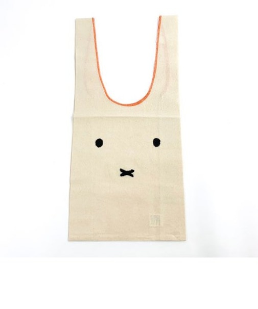 ミッフィー miffy 刺繍マルシェバッグ さがら刺繍 フェイス かばん エコバッグ 買い物 アイボリー