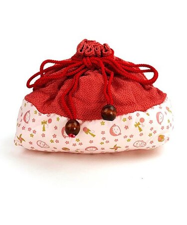 ちびまる子ちゃん 和小物シリーズ 桃色 巾着 ポーチ 縮緬 和 小物入れ