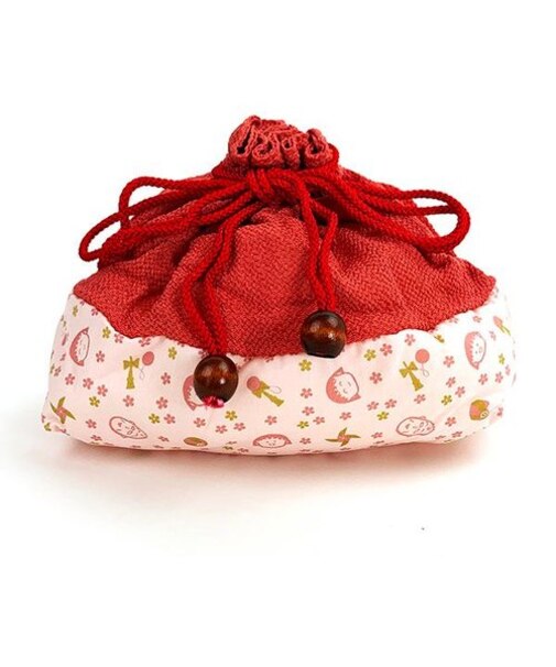 ちびまる子ちゃん 和小物シリーズ 桃色 巾着 ポーチ 縮緬 和 小物入れ