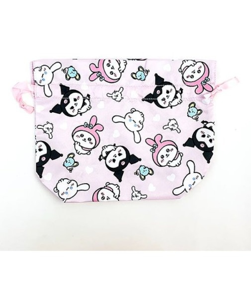 ナガノ×サンリオキャラクターズ 小さめ巾着 A ピンク ポーチ 小物入れ クロミ マイメロ シナモン