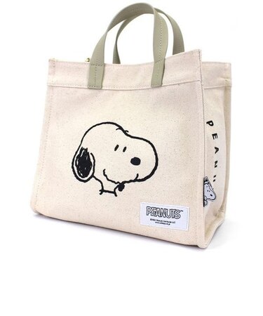 スヌーピー PEANUTS フェイス 2Way トートバッグ ショルダー ナチュラル Mサイズ