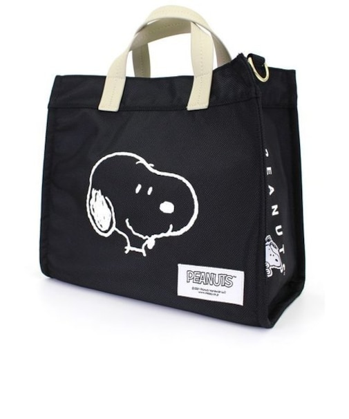 スヌーピー PEANUTS フェイス 2Way トートバッグ ショルダー ブラック Mサイズ