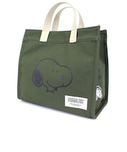 スヌーピー PEANUTS フェイス 2Way トートバッグ ショルダー カーキ Mサイズ
