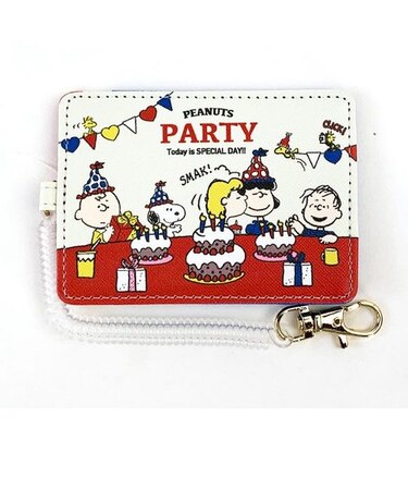スヌーピー PEANATUS スプリングストラップパスケース 定期入れ ブルー  マリモクラフト