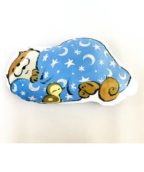カワイイ嘘のカワウソ オヤスミ クッション インテリア 寝具 カモちゃん ぬんぬん 青 星空