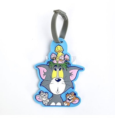 トムとジェリー ポスタープリント ラバーラゲージタグ ブルー タグ キーホルダー 旅行